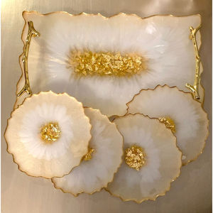 Jewel Acrylic Classic Coasters Gold Accents 3D Hand-painted Customizable Eco-Friendly Custom Engraved for Home & Restaurant Use - Product Image 2