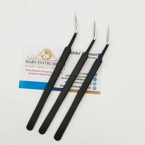 Pinzas para Extensión de Pestañas, Pinzas de Acero Inoxidable, Pinzas de Aislamiento Largas, Mango Liso, Pinzas de Alta Calidad - Product Image 1