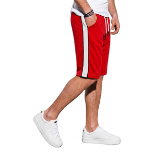 Shorts Bermuda Gris Tricotés pour Homme avec Bande Latérale et Cordon de Serrage, Coupe Décontractée, 100% Coton Respirant, Taille Mi-Haute, Shorts de Sport - Product Image 3