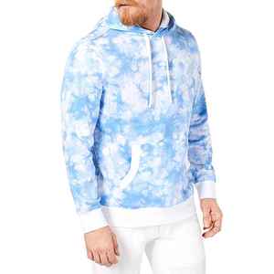 <b>Men's</b> <b>Pink</b> <b>Tie</b>-Dye Hooded Sweatshirt Oversized Regular Fit Casual Cotton French Terry Pullover with Pocket Spring Style - Product Image 2