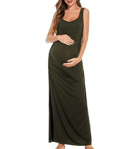 Nuevo Vestido de Maternidad 2026, Liso, Lavable, para Mujer, Ropa de Lactancia, Sin Mangas, Largo hasta el Suelo - Product Image 3