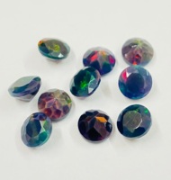 Pierre précieuse naturelle Opale noire de l'usine Rare Gems, taille brillant ronde, facettée, irisée, pierre libre du Rajasthan pour la fabrication de bijoux