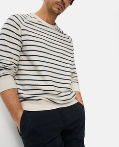 Sweat-shirt pour homme en molleton tricoté décontracté, personnalisé avec logo OEM, automne-hiver, rayé, en coton/polyester, 340 GSM - Product Image 3