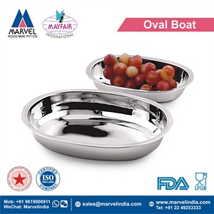 Plat ovale en acier inoxydable, compatible lave-vaisselle, bols de service en métal - Product Image 2