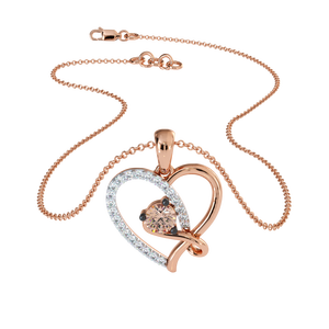 Collar con Colgante de Doble Corazón en Plata de Ley 925 con Baño de Oro Rosa y Circonita Cúbica para Mujer - Product Image 6