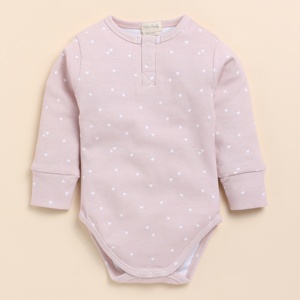 Monos de manga larga de elastano de bambú orgánico de primera calidad ropa interior de bebé con estampado de corazón - Product Image 2