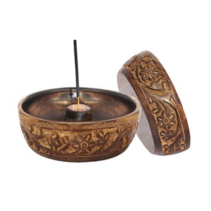 ที่วางธูปไม้สนแกะสลักลายดอกไม้แมนดาลา - ขายส่ง - Product Image 1