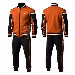 Men Winter Full Zip Hooded Joggers Sweat <b>pants</b> with Zip Pockets Jogging Warm Tactical Set Fleece <b>Lined</b> Cotton Tracksuit Set - Product Image 4