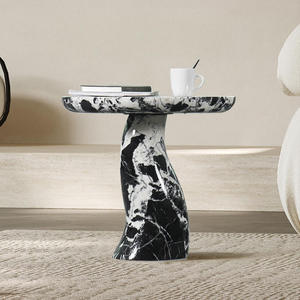 Best Wholesale Calacatta Black Marble Corner <b>Table</b> Customized <b>Round</b> Marble <b>Table</b> for Hotel Villa Home Project - Product Image 2