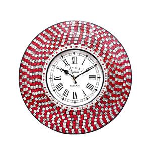 Horloge murale nautique multifonctionnelle silencieuse en bois poli avec décoration en mosaïque de verre, cadeau pour la maison, le bureau ou le bureau à domicile - Product Image 3