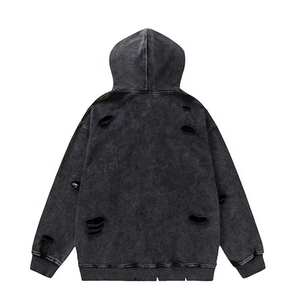 CARE MASTER Streetwear con estampado vintage, rasgaduras, logo bordado, mangas con cremallera, corte holgado y corto, lavado FORTLEO INDUSTRIES - Product Image 4