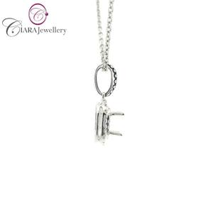 Vente en gros de pendentif classique à double halo en or rose 18 carats 4.4x4.4mm semi-monté en forme de coussin fait à la main, ajustement central, cadeau réel - Product Image 4