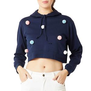 Sudadera Corta con Capucha para Mujer, Diseño Personalizado, Color Único, Ropa Urbana de Secado Rápido, con Logotipo Estampado en Relieve - Product Image 1