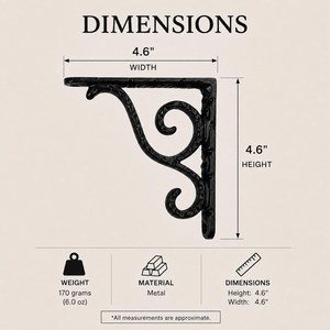 SHUBHAM Cast Iron Decorative Wall <b>Bracket</b> Metal Floating Shelf <b>Bracket</b> Antique Style Hanging Shelf Support <b>for</b> Home Decor - Product Image 6