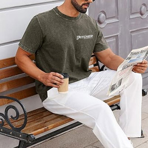 T-shirt pour homme de qualité supérieure, effet délavé, design tendance, coupe décontractée, tenue moderne et décontractée, confort optimal - Product Image 5