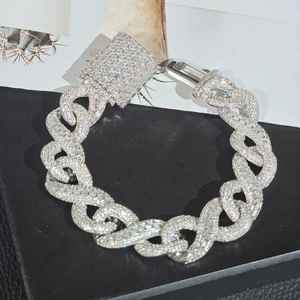 Bracelet cubain en moissanite et diamants ronds glacés pour unisexe, en argent sterling 925, bijoux fins, cadeau hip-hop pour soirée, pour partenaire - Product Image 5