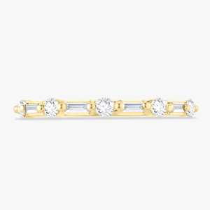 Baguette Round Cut Lab Grown Diamond Stackable <b>Rings</b> 10K 14K 18K Solid Gold Minimalist <b>Thin</b> Half Eternity Wedding Matching Band - Product Image 3