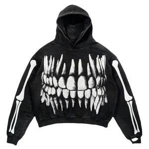 Vente en gros Pull-over unisexe vintage lavé à l'acide Pull à capuche Boxy Fit Sun Faded Old Sweater avec col à capuche technique de bouffée OEM - Product Image 1