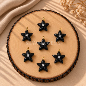 Colgante de Ónix Negro Tallado en Forma de Estrella de Mar de 15mm para Joyería Náutica, Accesorios Inspirados en la Playa, Proveedor Mayorista - Product Image 1