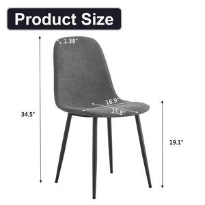 Set di 4 sedie da pranzo moderne in tessuto di lino grigio scuro, completamente assemblate con robusto schienale in metallo, facile montaggio - Product Image 4