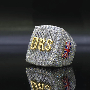 Custom <b>Emerald</b> Cut Diamond Championship <b>Ring</b> 925 <b>Silver</b> Rhodium Plated 10 Ct Iced Statement Hip Hop Rapper Jewelry Unisex - Product Image 1