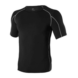 Customized logo on Fitness Compression Gym T-shirt Quick-drying Breathable Muscle Mens Sportswear Sleeve <b>Athletic</b> Tight T-shirt - Product Image 3