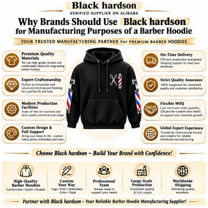 Sudadera con Capucha Premium de Felpa de Mezcla de Algodón de 240 GSM para Barbería, Negra, con Logotipo Personalizado con Impresión Digital Frontal, Estilo Urbano, con Bolsillo - Product Image 5