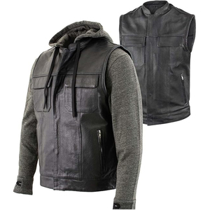 Veste à capuche en cuir véritable pour homme, style moderne, chaude, pour l'hiver, durable, confortable, décontractée, pour moto - Product Image 4