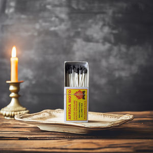 Best Selling Black <b>Wax</b> Matches 70mm X 48mm X 22mm with 30mm 32mm Splints Plain Side Friction Smooth Flame Direct From India - Product Image 1