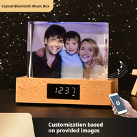 Nouvelle boîte à musique en cristal de quartz transparent avec photo personnalisée, cadeau de mariage, souvenir de vacances, veilleuse, album, ornement, bouton Bluetooth