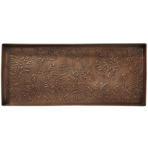 Rectangular Copper Storage <b>Tray</b> with Embossed Floral Design Brushed Classic Home Entryway Decorative Boot <b>Tray</b> - Product Image 1