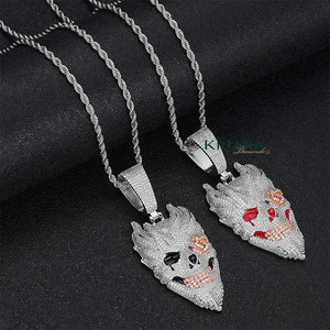 Colgante de Cabeza de Esqueleto en Plata 925 con Baño de Rodio, Diamante Cultivado en Laboratorio, Cristal y Diamantes de Imitación, Estilo Hiphop, Unisex, para Uso Diario - Product Image 5