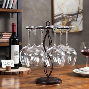 Support de séchage décoratif en métal pour verres à vin, design artistique en forme de vigne torsadée, base ronde robuste, porte-verres à pied pour comptoir - Product Image 4