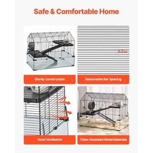 Cage à souris ventilée 29,5 x 17,3 x 24 pouces, habitat transparent à 360 degrés pour hamsters et souris, cage pour petits animaux - Product Image 4