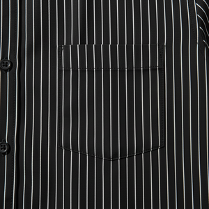 Camisa Casual Premium para Hombre, Negra, de Verano, Elegante, con Rayas Blancas Bordadas, Transpirable, de Manga Corta, Mezcla de Algodón y Jersey - Product Image 5