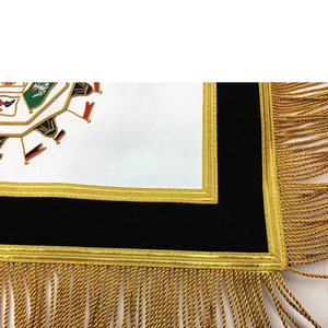 Delantal de Maestro Masón Bordado en 3D Personalizado con Flecos Dorados y Borlas Rojas, Insignia de Tela de Estilo Clásico para Bolsos - Product Image 5