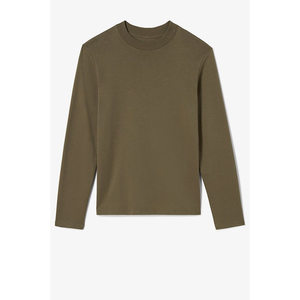 Oversized Men's Long Sleeve O-Neck Knitted <b>Yarn</b> Dyed T-Shirt Solid Color Regular Fit Cotton/<b>Bamboo</b> Fiber Breathable Quick Dry - Product Image 3