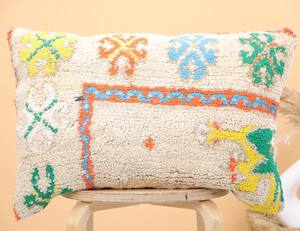 Housse de coussin berbère marocaine 100 % laine nouée à la main – Housse de coussin tapis bohème faite à la main en gros - Product Image 2