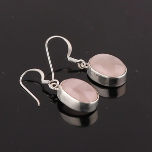Pendientes de Aro de Plata de Ley 925 con Cuarzo Rosa, Joyería Cristiana Elegante Hecha a Mano con Piedras Preciosas para Mujer, Aniversario - Product Image 4