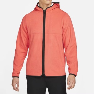 Veste polaire à capuche entièrement zippée pour homme, coupe classique, décontractée, coupe-vent, pour l'hiver, couleur unie, respirante, avec poches, design tricoté - Product Image 1
