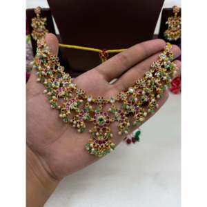 Luxury <b>Gold</b> Plated Revati Kundan Bridal Necklace & Earring <b>Set</b> for Festivals - Product Image 2