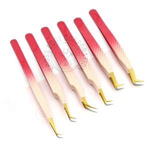 Lash Custom Fiber with Gold Tip Lashes Volume EyeLash Tweezers Lash Tech 45 90 Degree Tweezers for Eyelash Extension Isolation - Product Image 1