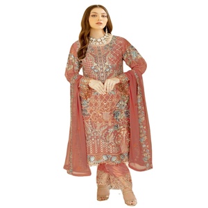 Trajes Shalwar Kameez de Chifón Bordados de Diseñadores Pakistaníes Ramsha, Conjunto de 3 Piezas, Ropa Casual Diaria para Mujer, Lehenga Evergreen para Fiestas - Product Image 1