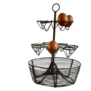 High-Quality 3-Tier Metal <b>Egg</b> Storage Rack Space-Saving Countertop <b>Egg</b> Holder For Fresh <b>Eggs</b>, Durable Vintage Wire <b>Egg</b> Dispenser - Product Image 2