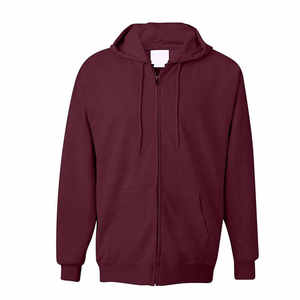 Sweat à capuche zippé pour homme, couleur bordeaux, décontracté, en polaire pour l'hiver - Product Image 5