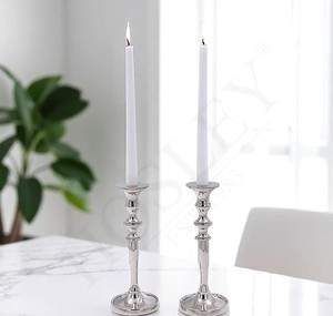 <b>Silver</b> Finish Metal Taper Candle Holder Elegant Decorative <b>Candlestick</b> Stand for Home Dining Table Wedding Decor - Product Image 4