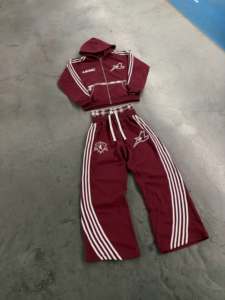 <b>Camouflage</b> Zip Hoodie <b>Tracksuit</b> Custom Wide Leg Sweatpants With Contrast Side Stripes And Elastic Drawstring Waistband - Product Image 3