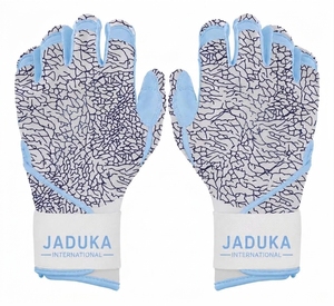 Guantes de bateo de piel azul de la serie Bruc Bolt Bear, con puño largo, color azul Carolina, cierre de velcro, unisex, para adultos, para entrenamiento. - Product Image 5