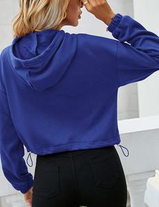 100% Polyester SLIM <b>Short</b> Sleeve Crop Tops Velvet Fabrichooded for <b>Women</b> Comfortable Long Sleeve Croptop Reasonable Price - Product Image 5