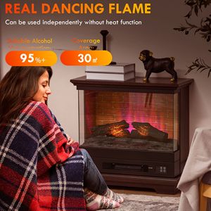 Caminetto Elettrico da 1400W, 66 cm, Autoportante con Cornice Marrone, Display LED, 7 Livelli di Luminosità, Temperatura Regolabile, Timer - Product Image 4